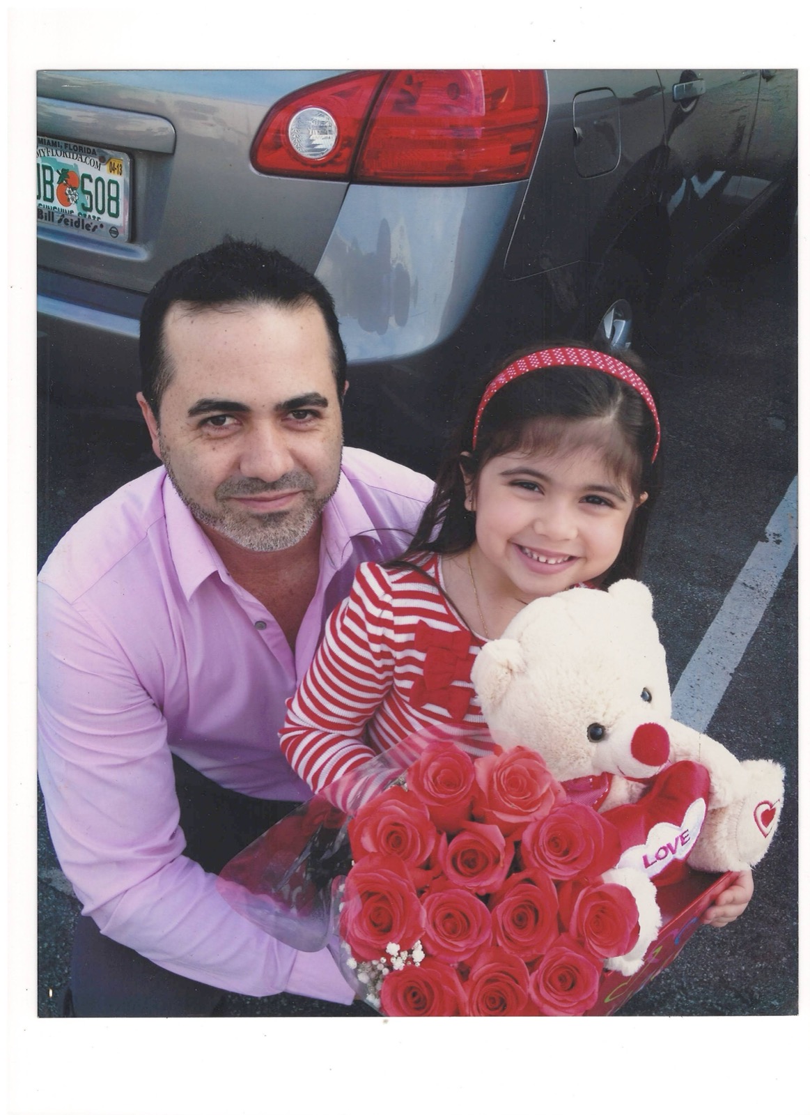Valentine's Day, Sofia and Dad with roses